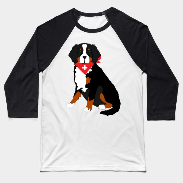 Bernese Mountain Dog Swiss Cross Baseball T-Shirt by emrdesigns